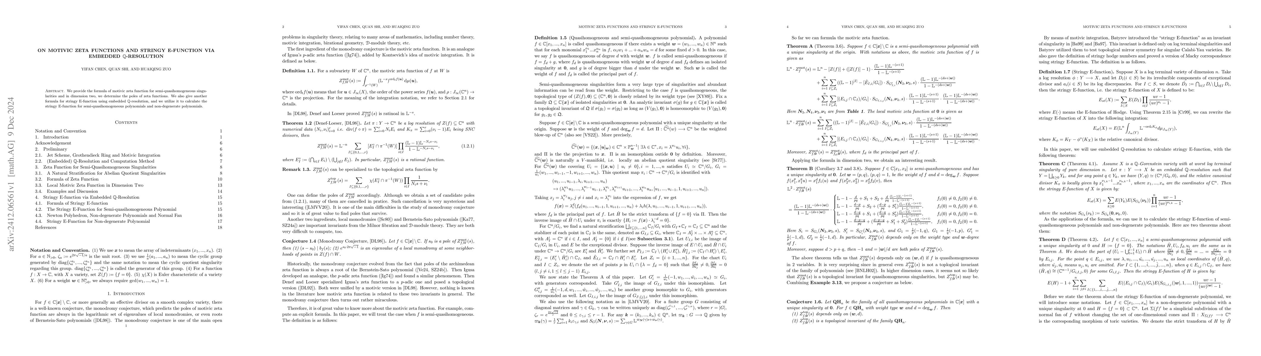 Thumbnail for On Motivic Zeta Functions and Stringy E-function via Embedded
  $\mathbb{Q}$-Resolution