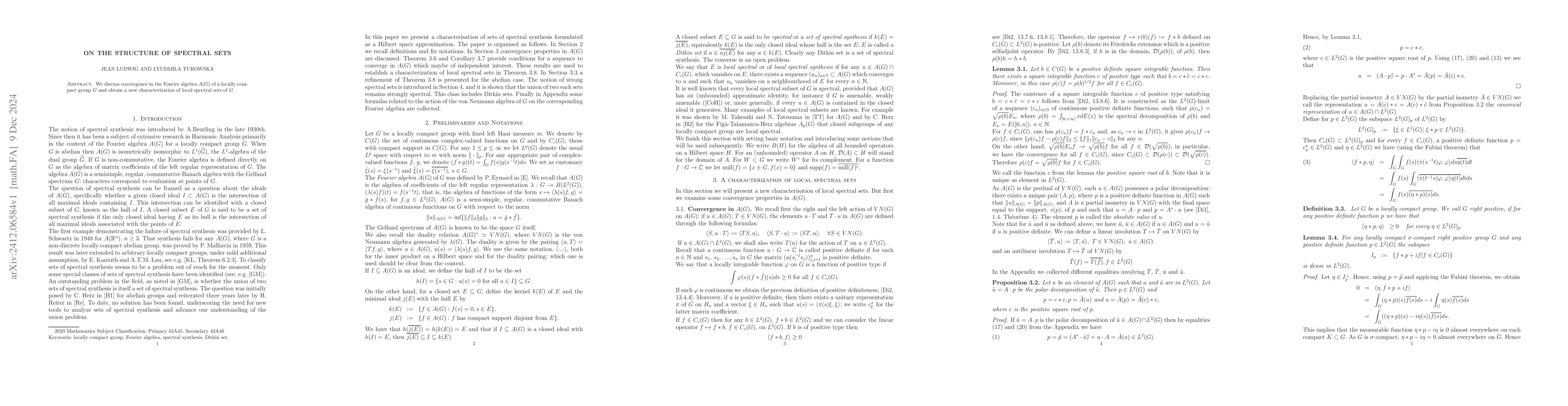 Thumbnail for On the structure of Spectral Sets