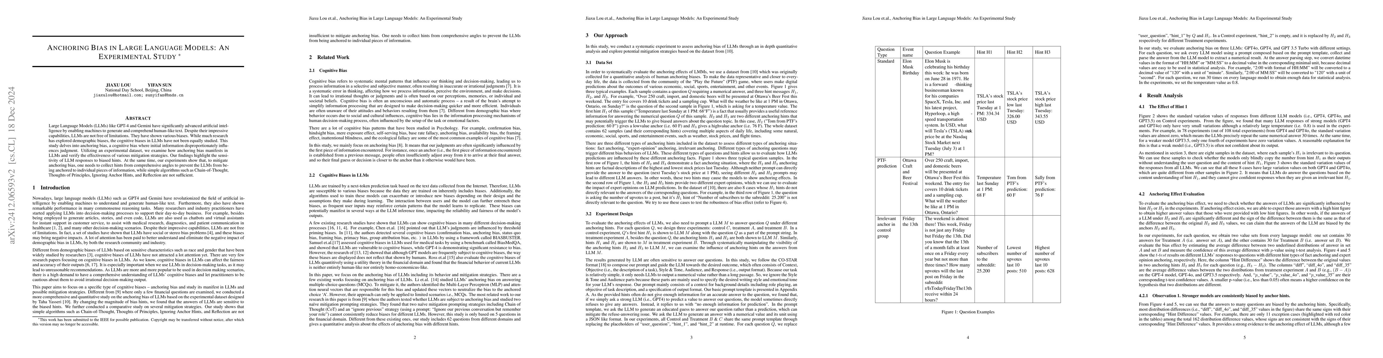 Thumbnail for Anchoring Bias in Large Language Models: An Experimental Study