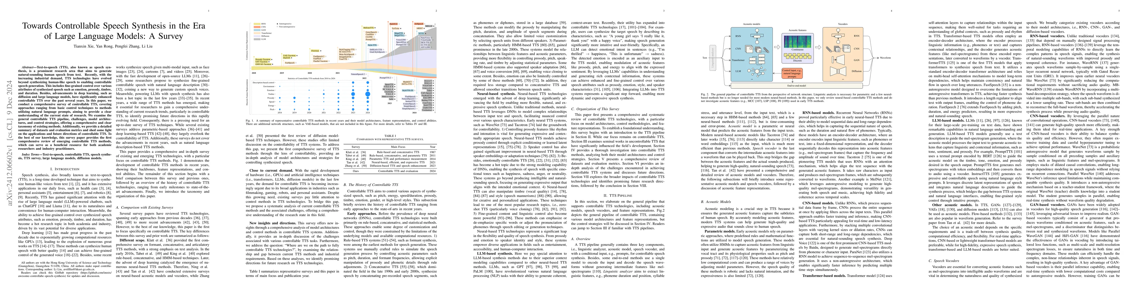 Thumbnail for Towards Controllable Speech Synthesis in the Era of Large Language
  Models: A Survey