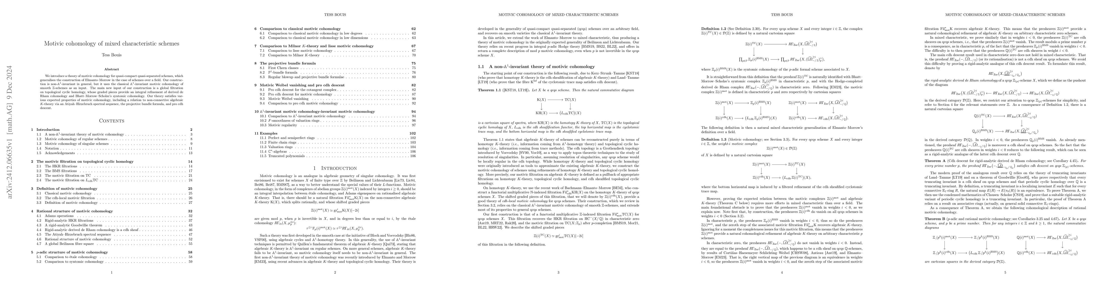 Thumbnail for Motivic cohomology of mixed characteristic schemes