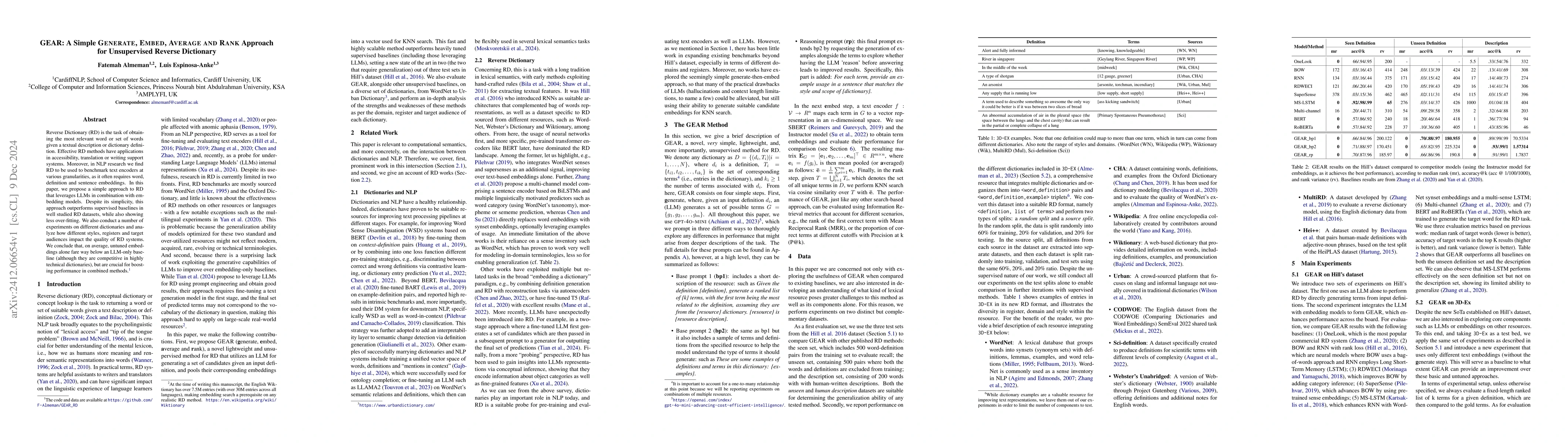 Thumbnail for GEAR: A Simple GENERATE, EMBED, AVERAGE AND RANK Approach for
  Unsupervised Reverse Dictionary