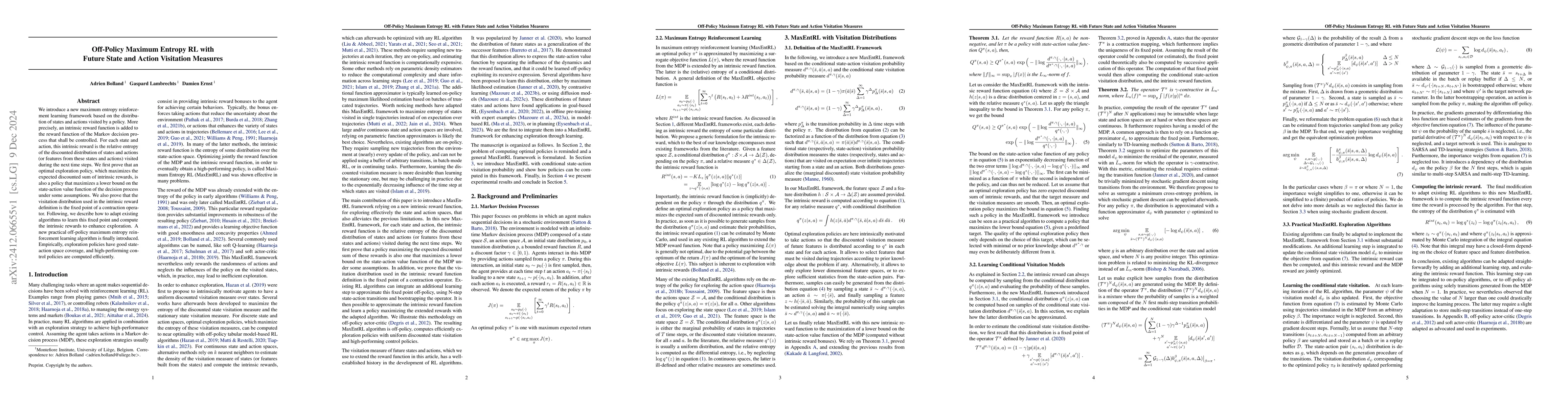 Thumbnail for Off-Policy Maximum Entropy RL with Future State and Action Visitation
  Measures