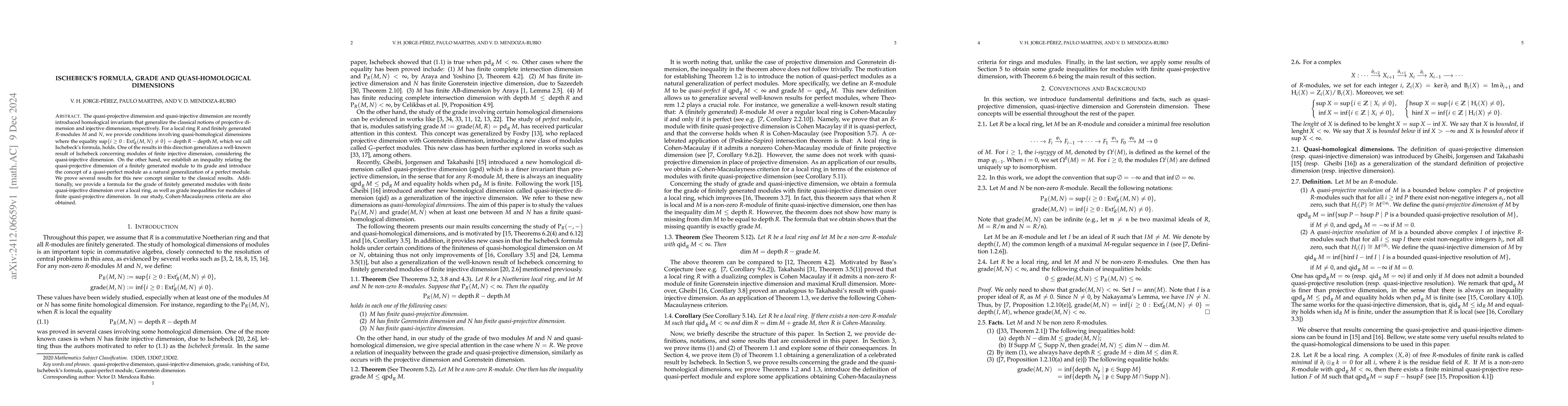 Thumbnail for Ischebeck's formula, Grade and quasi-homological dimensions