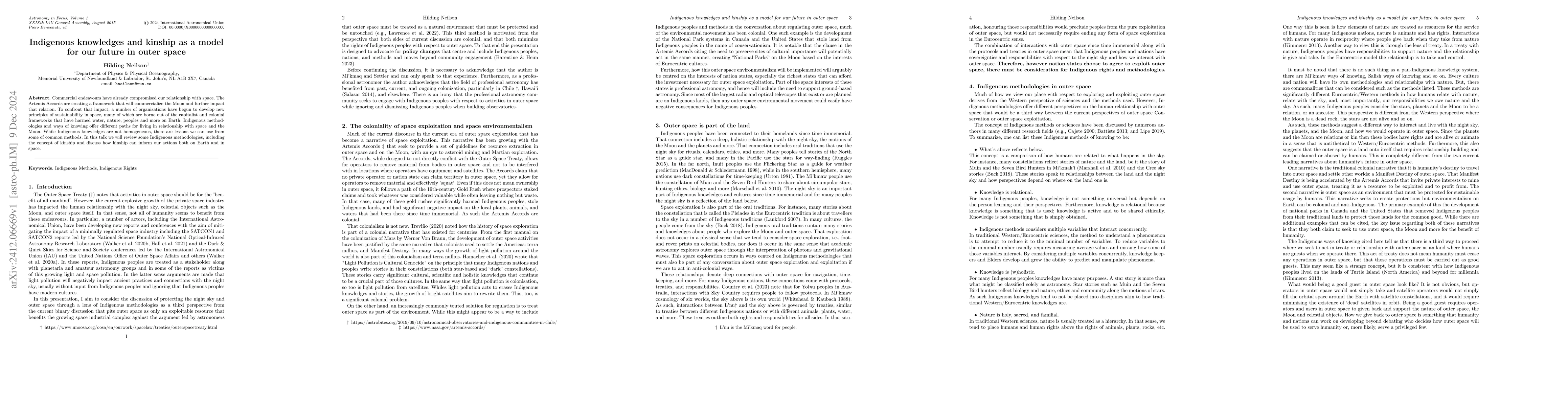 Thumbnail for Indigenous knowledges and kinship as a model for our future in outer
  space