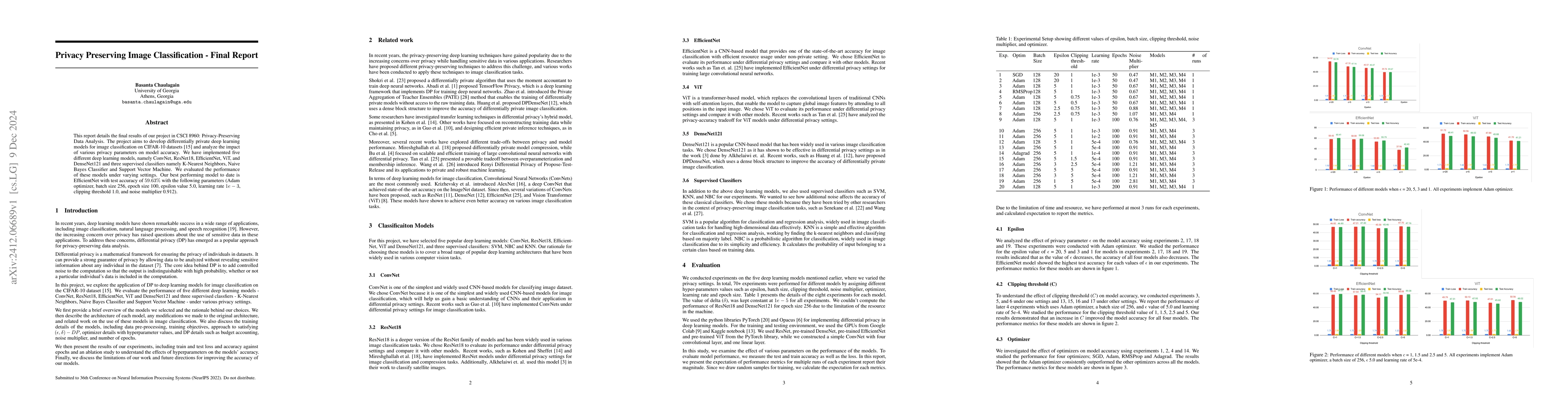 Thumbnail for Impact of Privacy Parameters on Deep Learning Models for Image
  Classification