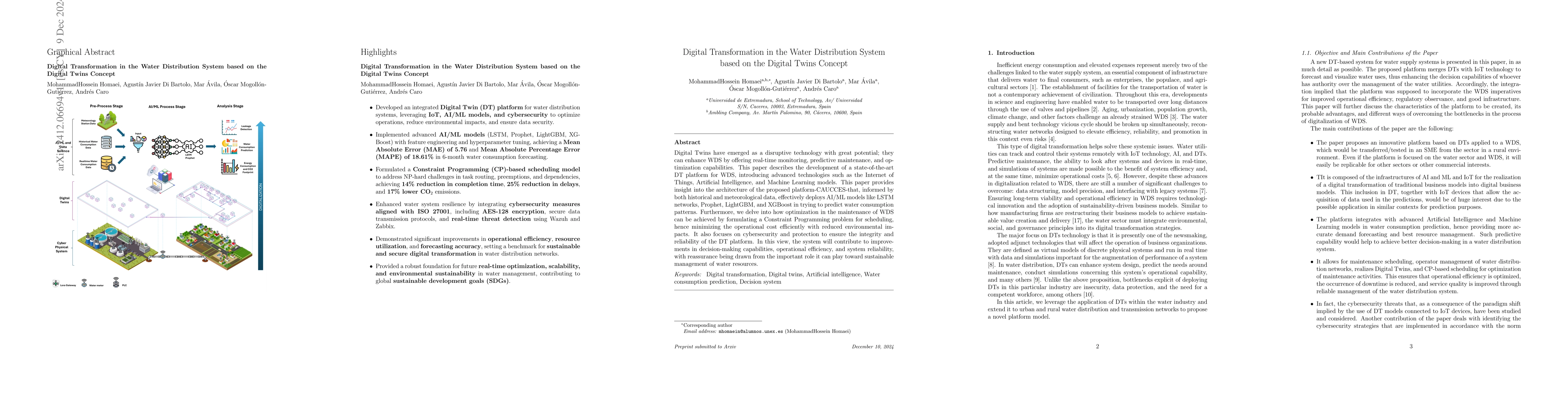Thumbnail for Digital Transformation in the Water Distribution System based on the
  Digital Twins Concept