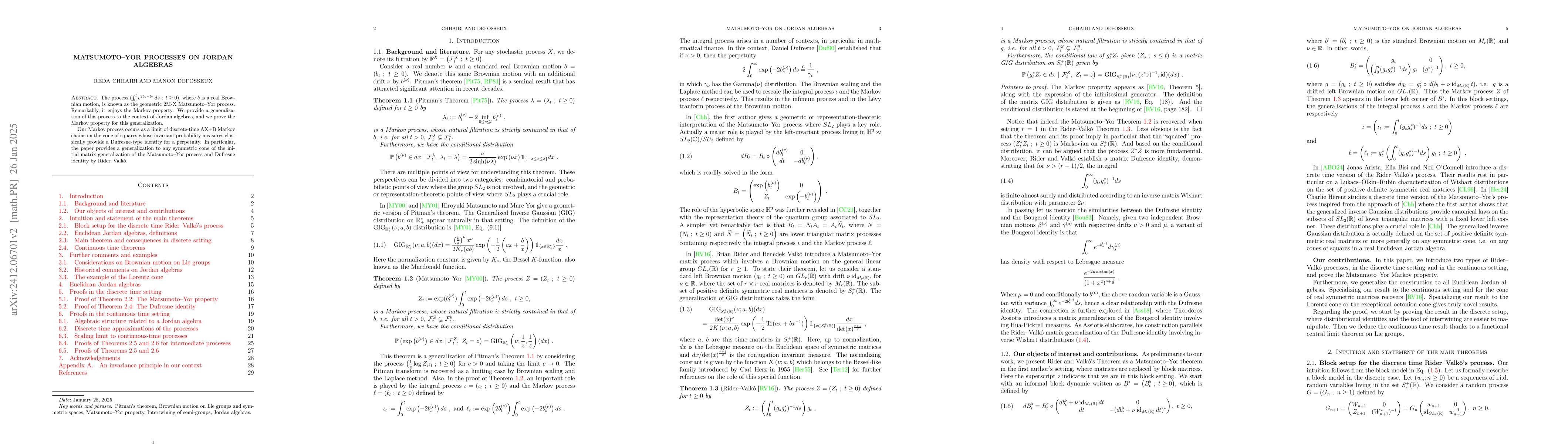 Thumbnail for Matsumoto--Yor processes on Jordan algebras
