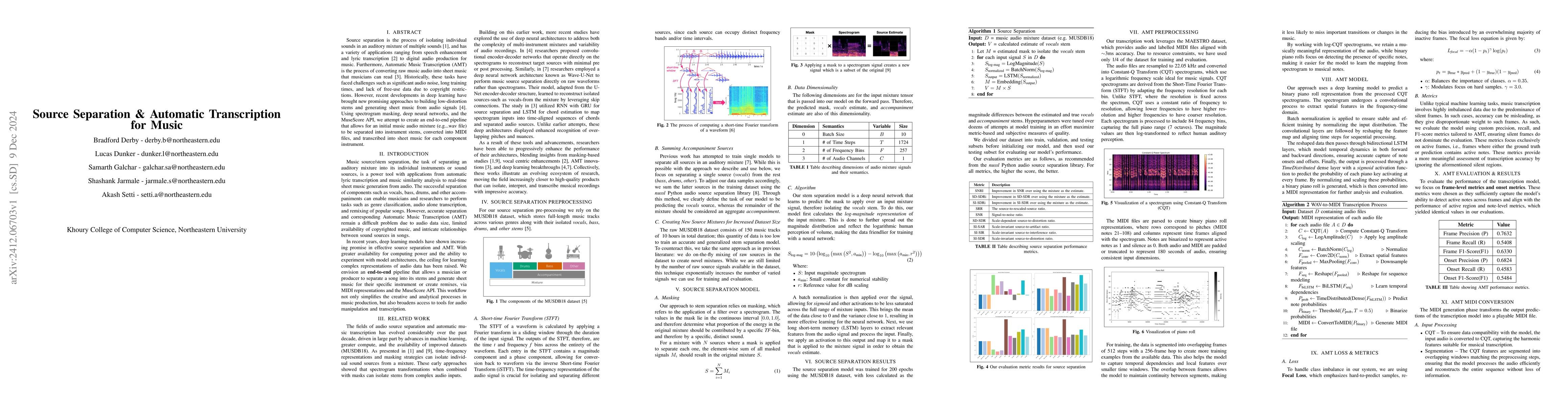 Thumbnail for Source Separation & Automatic Transcription for Music