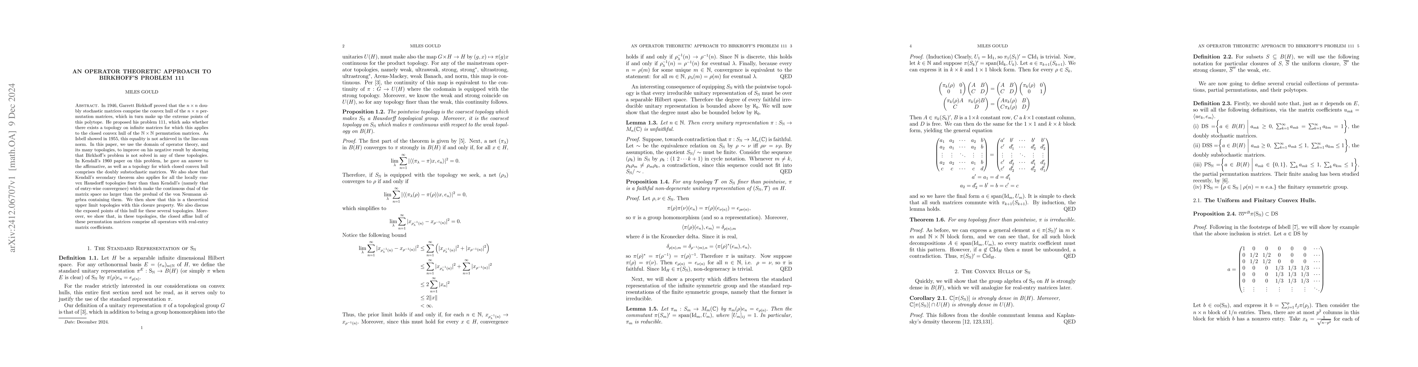 Thumbnail for An Operator Theoretic Approach to Birkhoff's Problem 111