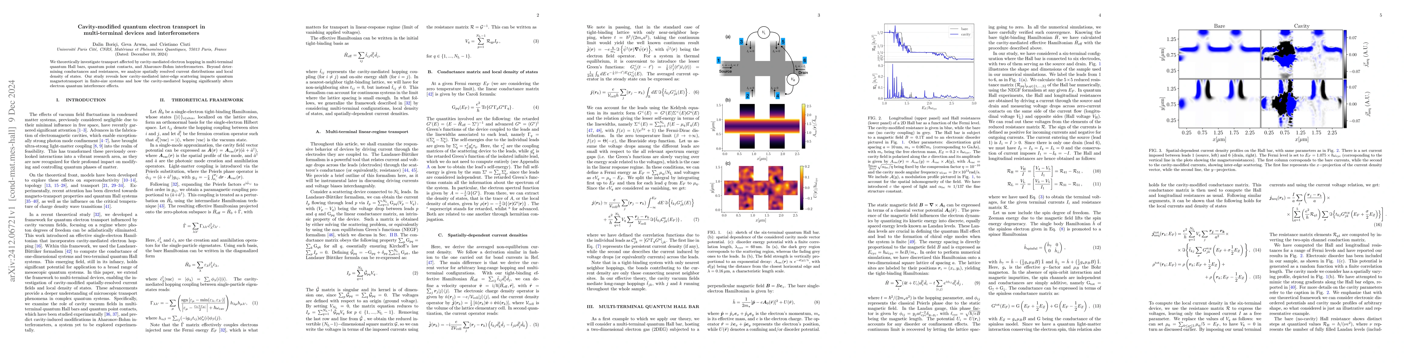 Thumbnail for Cavity-modified quantum electron transport in multi-terminal devices and
  interferometers