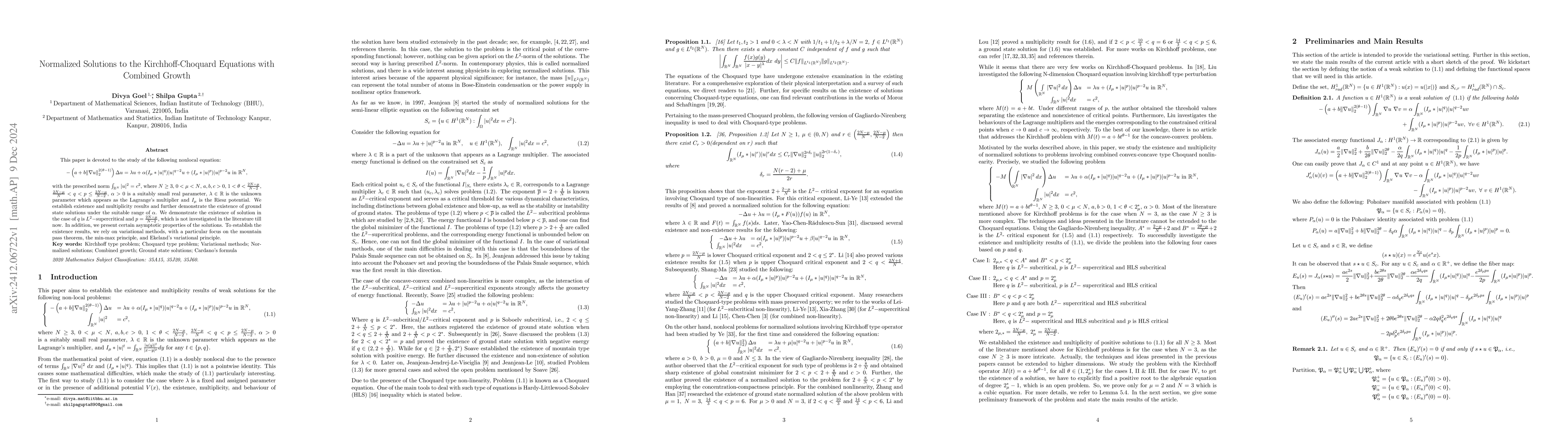 Thumbnail for Normalized Solutions to the Kirchhoff-Choquard Equations with Combined
  Growth