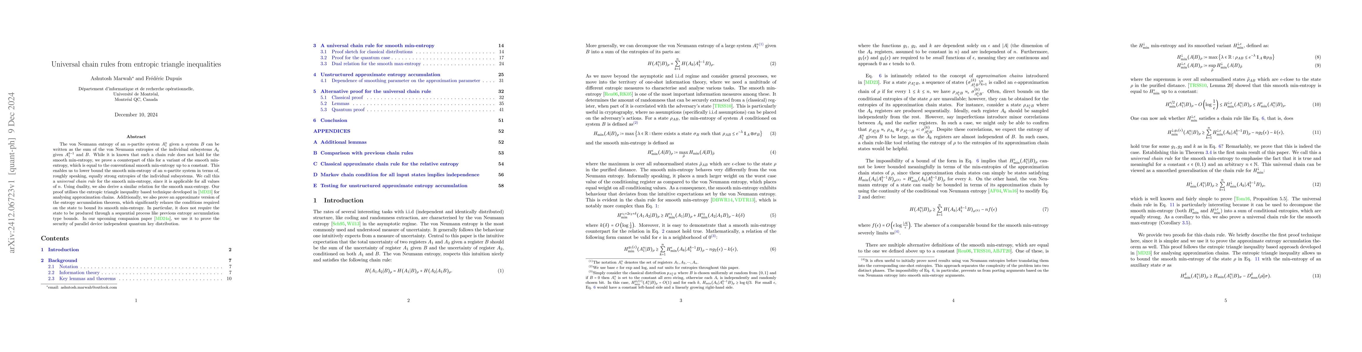 Thumbnail for Universal chain rules from entropic triangle inequalities
