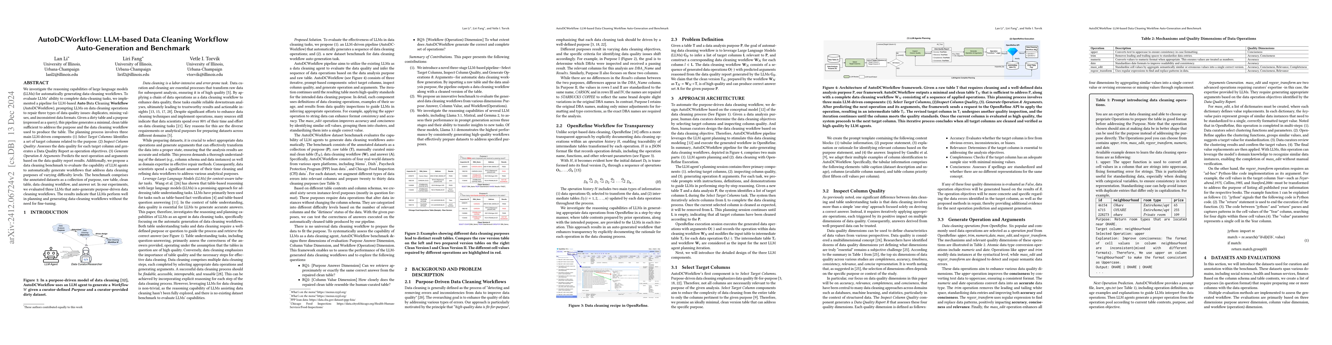 Thumbnail for AutoDCWorkflow: LLM-based Data Cleaning Workflow Auto-Generation and
  Benchmark