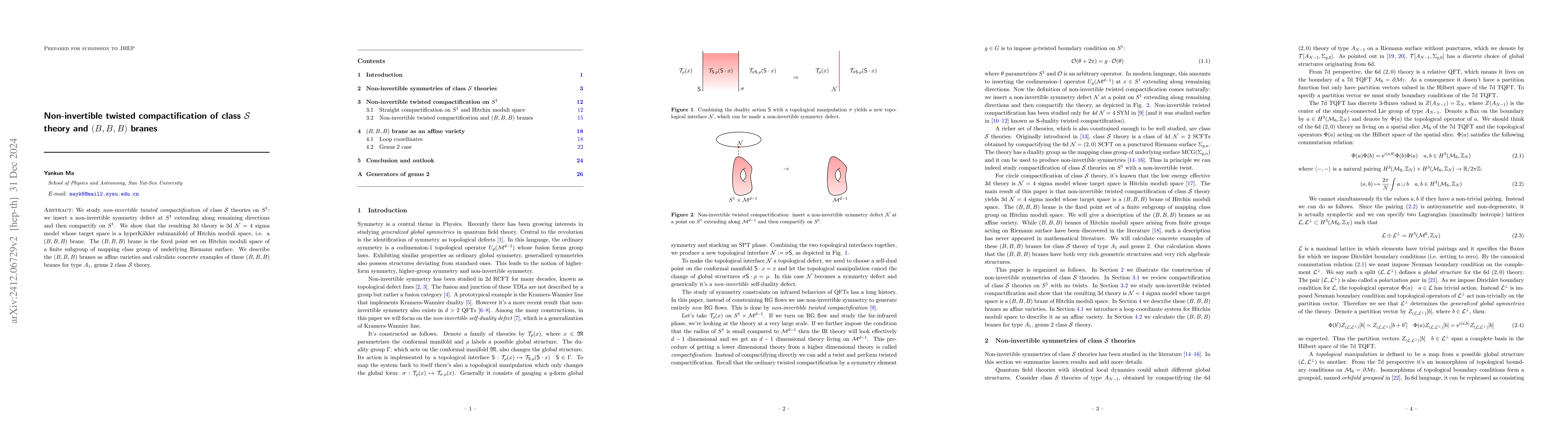Thumbnail for Non-invertible twisted compactification of class $\mathcal S$ theory and
  $(B,B,B)$ branes