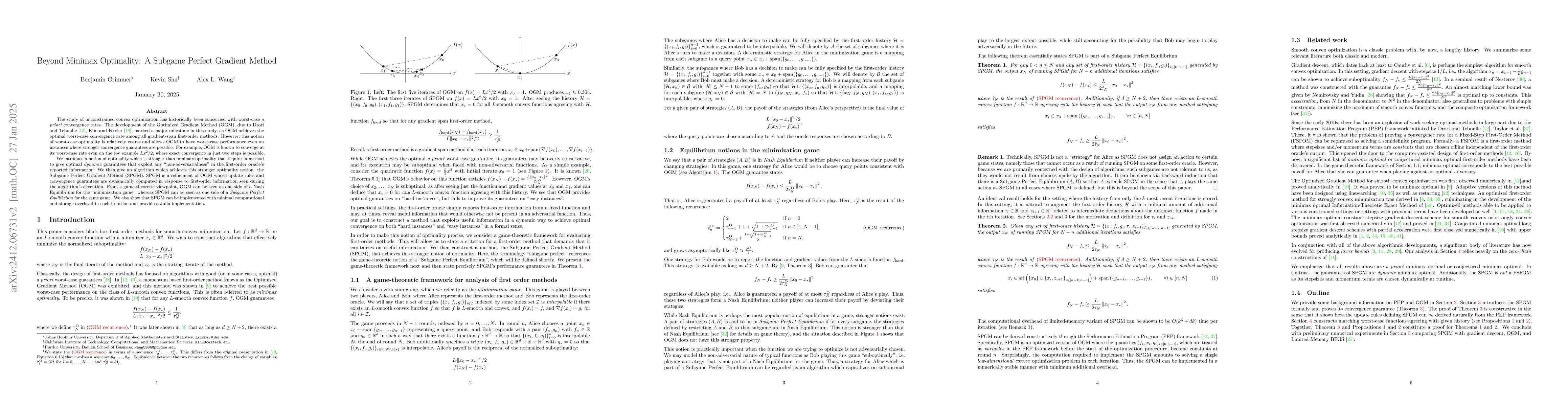 Thumbnail for Beyond Minimax Optimality: A Subgame Perfect Gradient Method