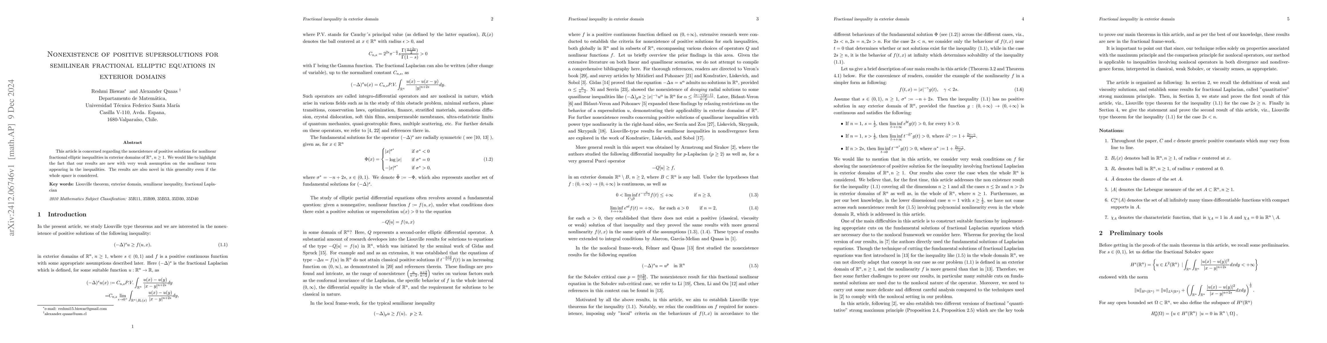 Thumbnail for Nonexistence of positive supersolutions for semilinear fractional
  elliptic equations in exterior domains