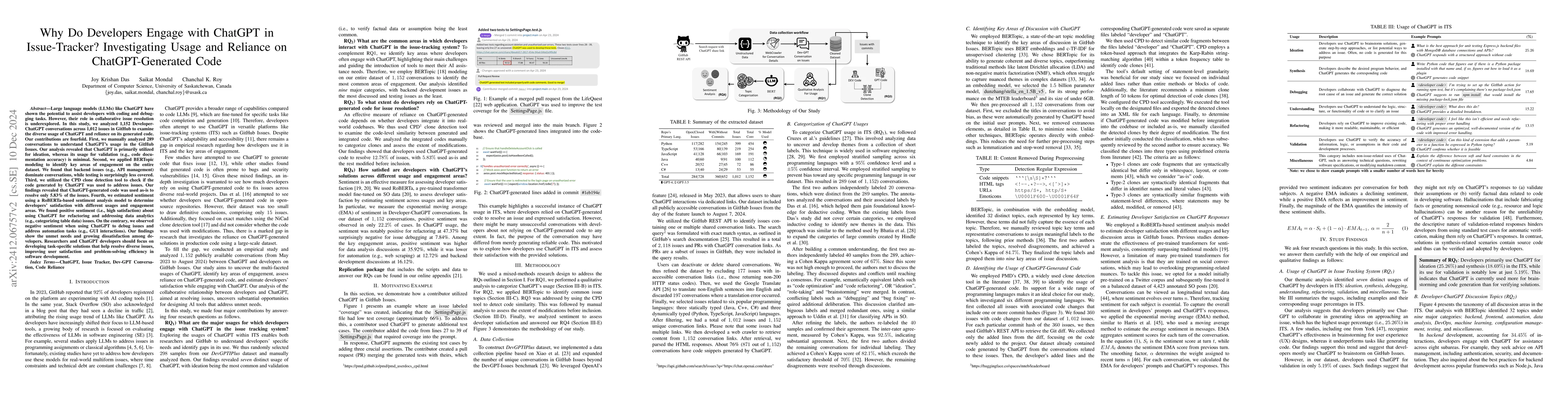 Thumbnail for Why Do Developers Engage with ChatGPT in Issue-Tracker? Investigating
  Usage and Reliance on ChatGPT-Generated Code