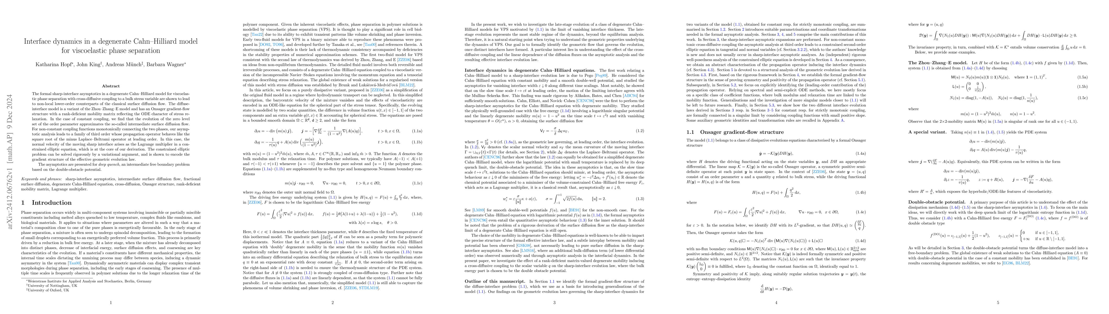 Thumbnail for Interface dynamics in a degenerate Cahn-Hilliard model for viscoelastic
  phase separation