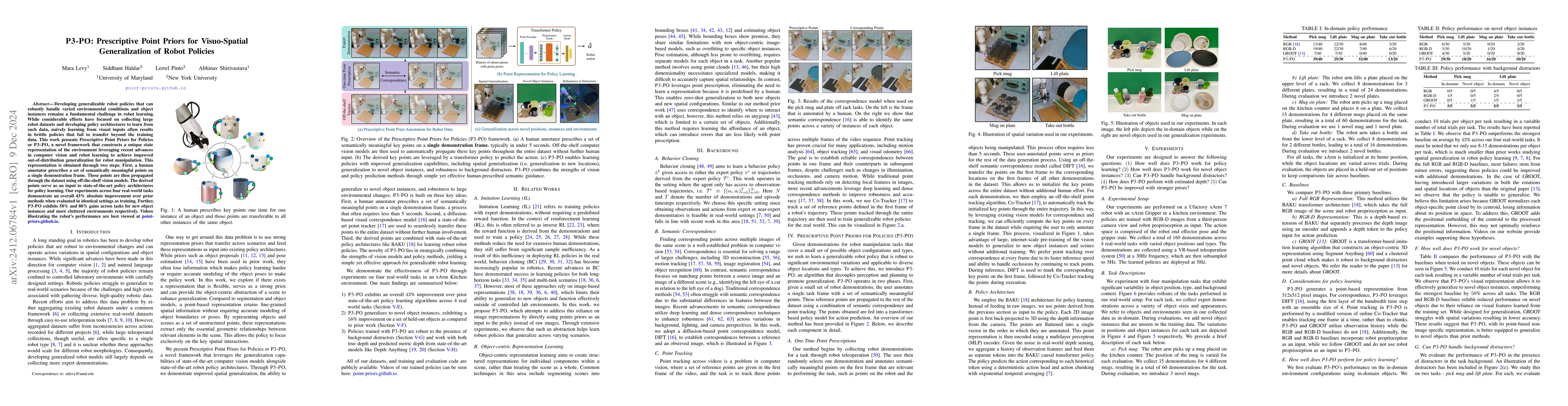 Thumbnail for P3-PO: Prescriptive Point Priors for Visuo-Spatial Generalization of
  Robot Policies