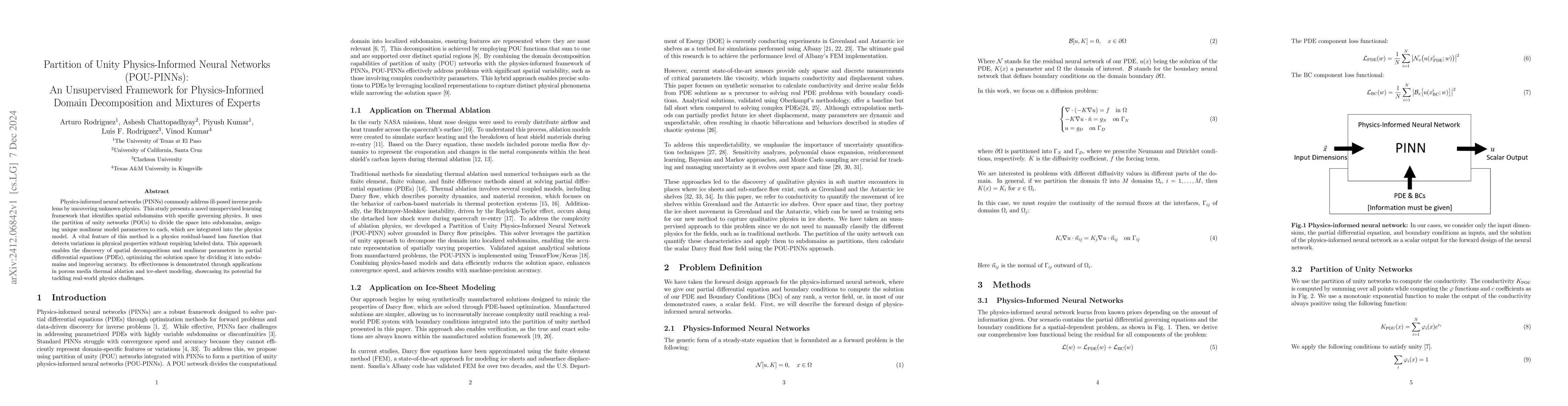 Thumbnail for Partition of Unity Physics-Informed Neural Networks (POU-PINNs): An
  Unsupervised Framework for Physics-Informed Domain Decomposition and Mixtures
  of Experts