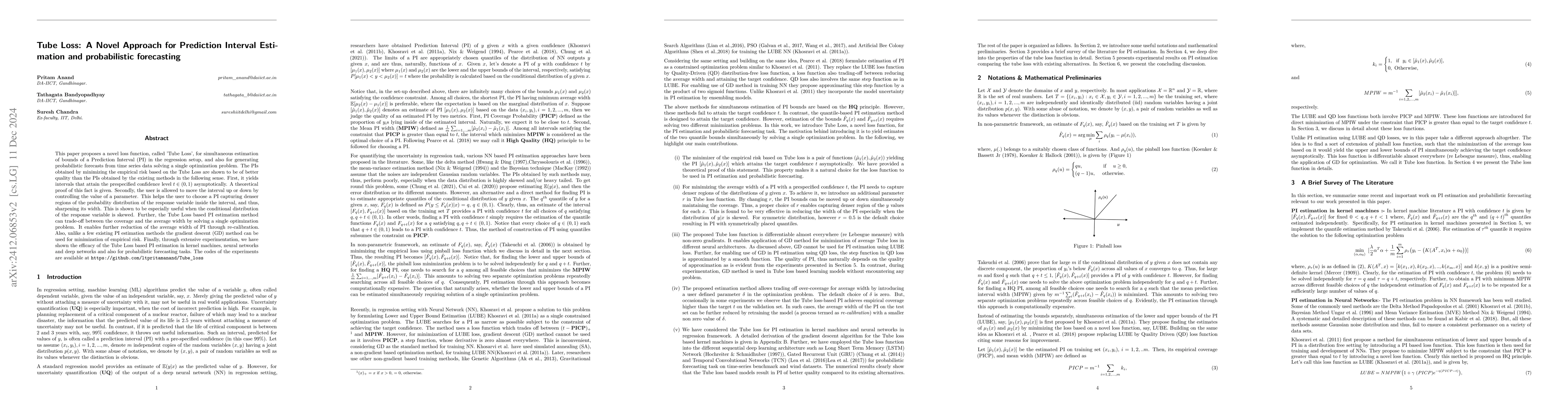 Thumbnail for Tube Loss: A Novel Approach for Prediction Interval Estimation and
  probabilistic forecasting