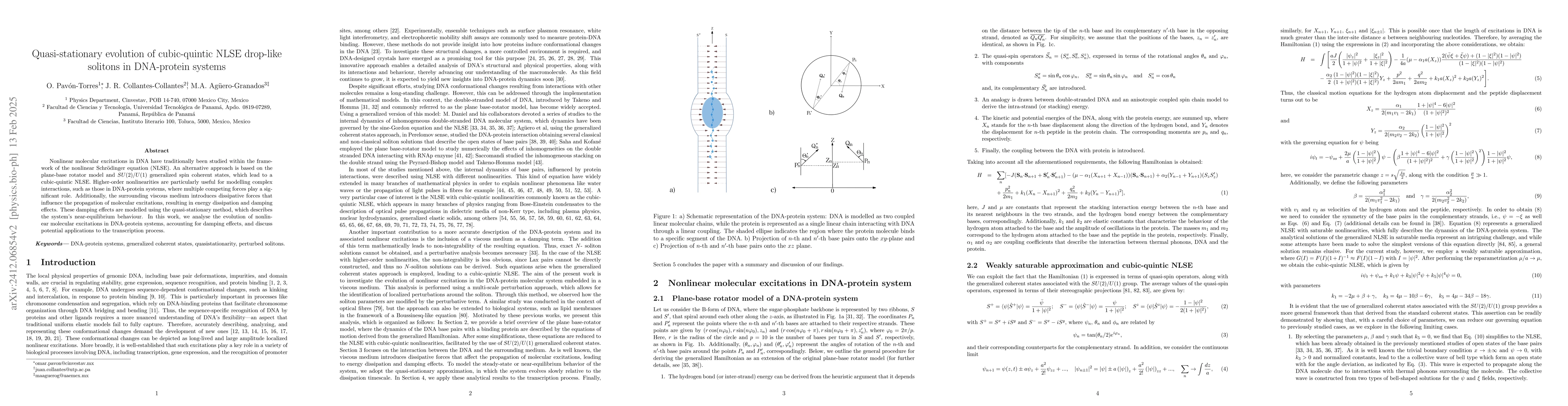 Thumbnail for Quasi-stationary evolution of cubic-quintic NLSE drop-like solitons in
  DNA-protein systems