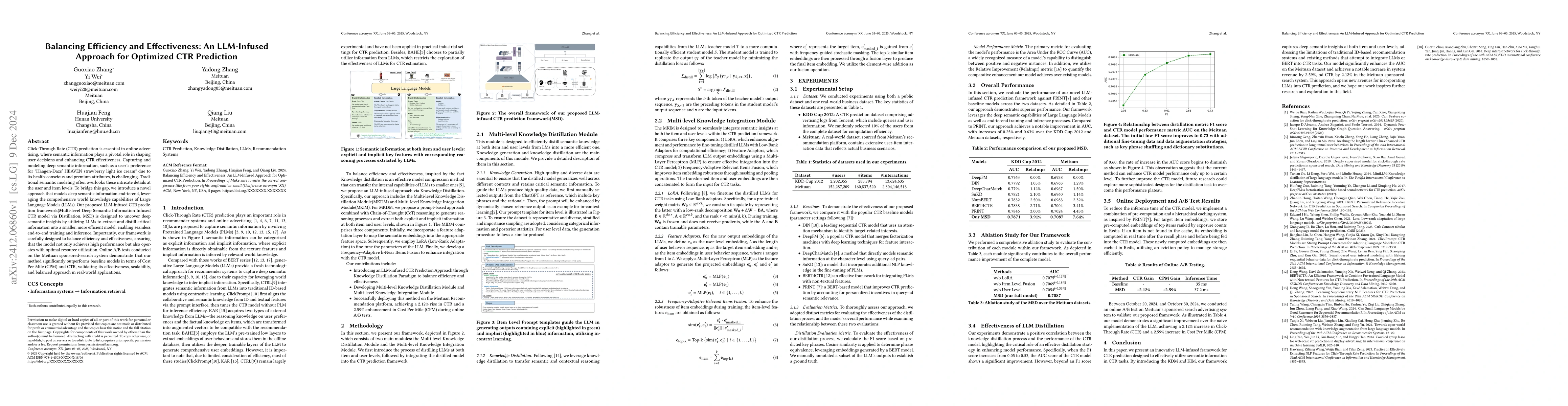 Thumbnail for Balancing Efficiency and Effectiveness: An LLM-Infused Approach for
  Optimized CTR Prediction