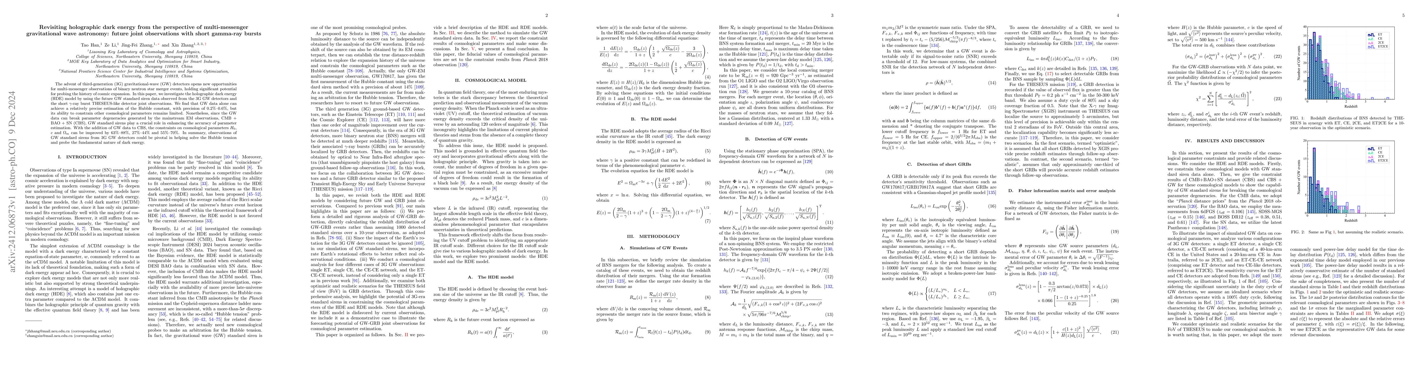 Thumbnail for Revisiting holographic dark energy from the perspective of
  multi-messenger gravitational wave astronomy: future joint observations with
  short gamma-ray bursts