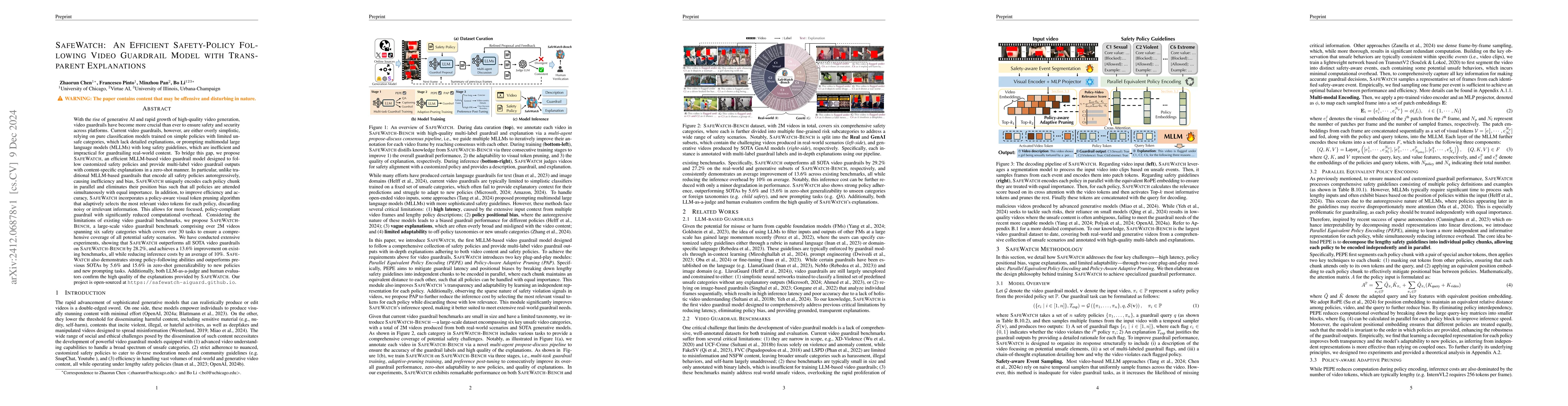 Thumbnail for SafeWatch: An Efficient Safety-Policy Following Video Guardrail Model
  with Transparent Explanations