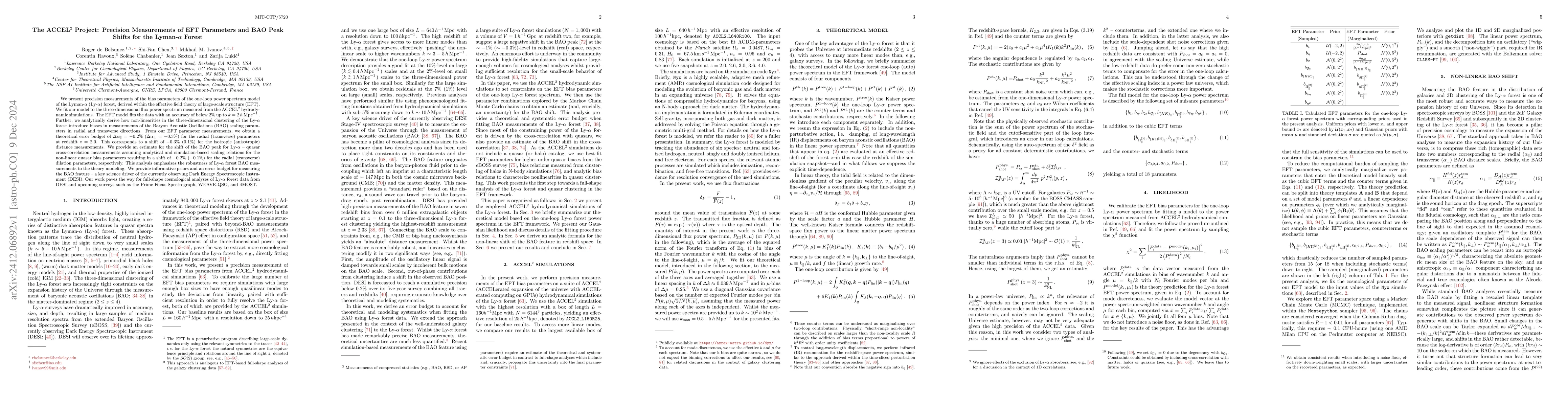 Thumbnail for The ACCEL2 Project: Precision Measurements of EFT Parameters and BAO
  Peak Shifts for the Lyman-$α$ Forest