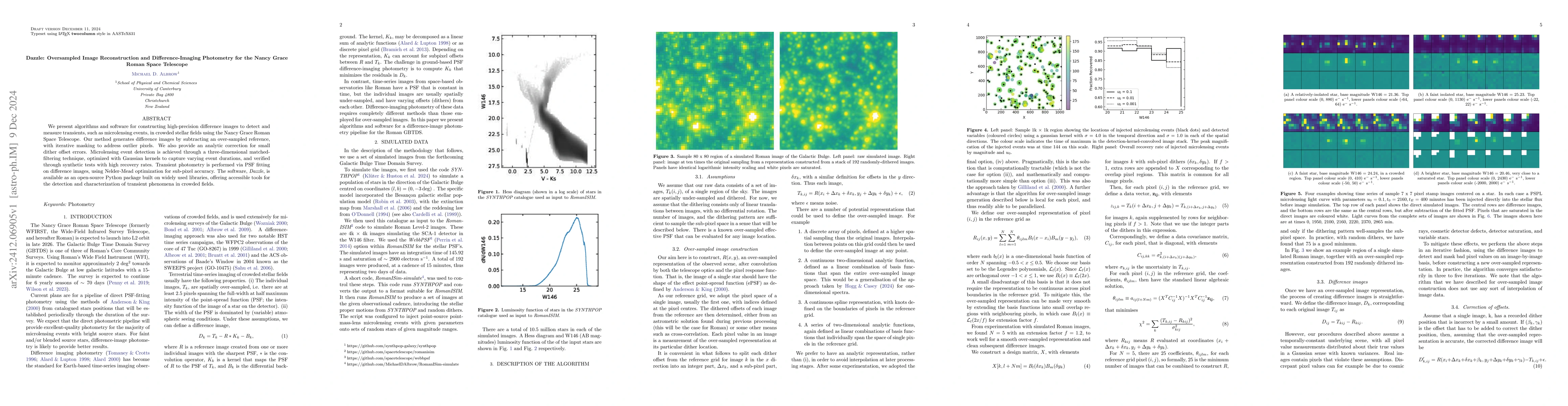 Thumbnail for Dazzle: Oversampled Image Reconstruction and Difference-Imaging
  Photometry for the Nancy Grace Roman Space Telescope
