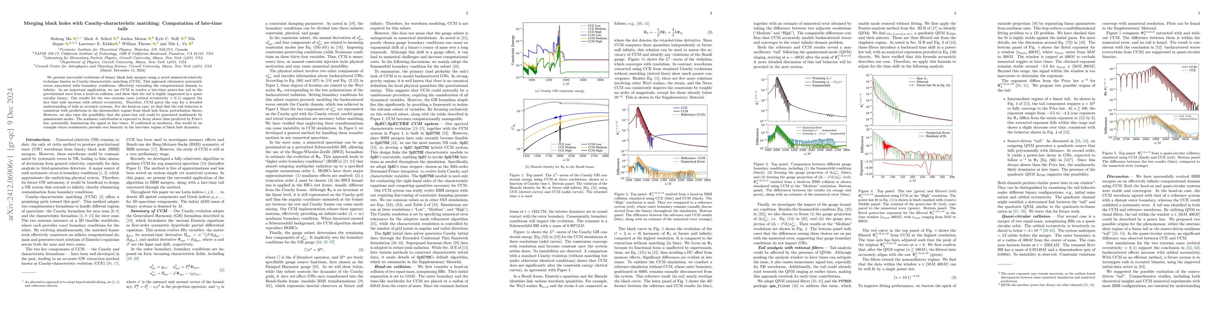 Thumbnail for Merging black holes with Cauchy-characteristic matching: Computation of
  late-time tails