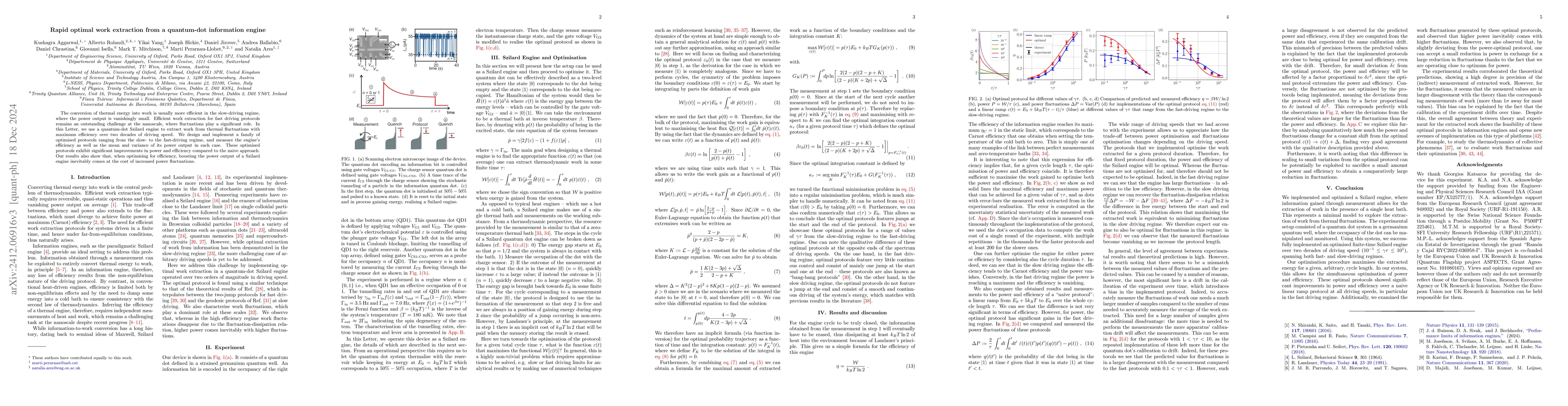 Thumbnail for Rapid optimal work extraction from a quantum-dot information engine