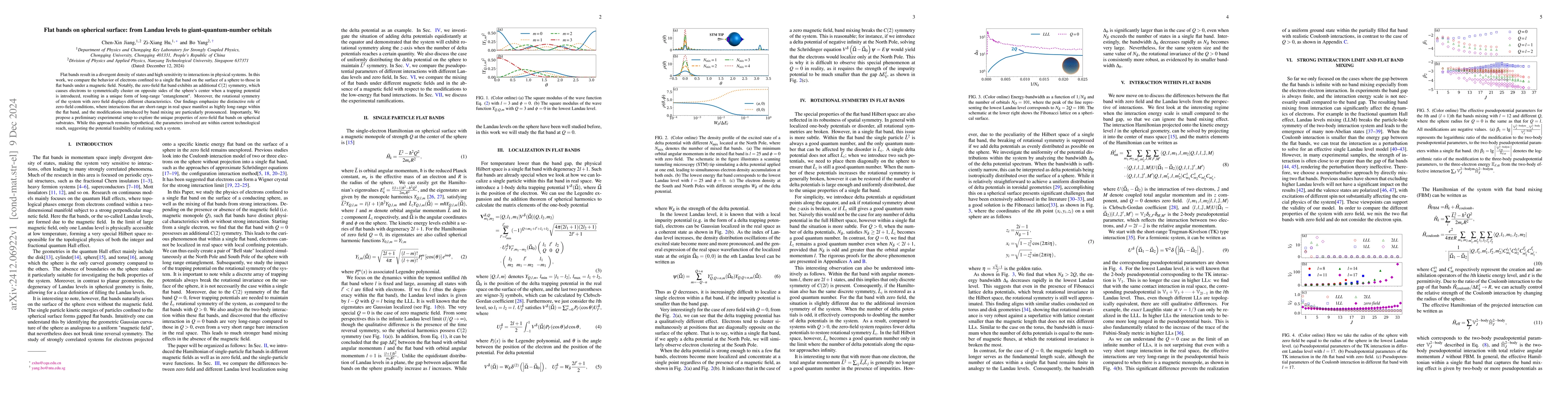 Thumbnail for Flat bands on spherical surface: from Landau levels to
  giant-quantum-number orbitals