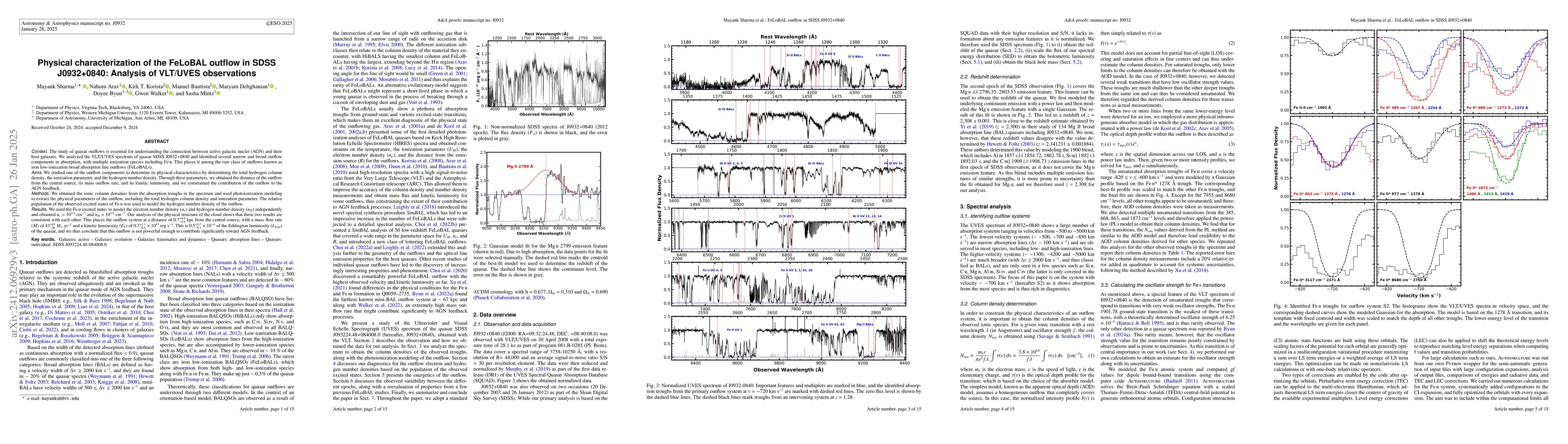 Thumbnail for Physical characterization of the FeLoBAL outflow in SDSS J0932+0840:
  Analysis of VLT/UVES observations
