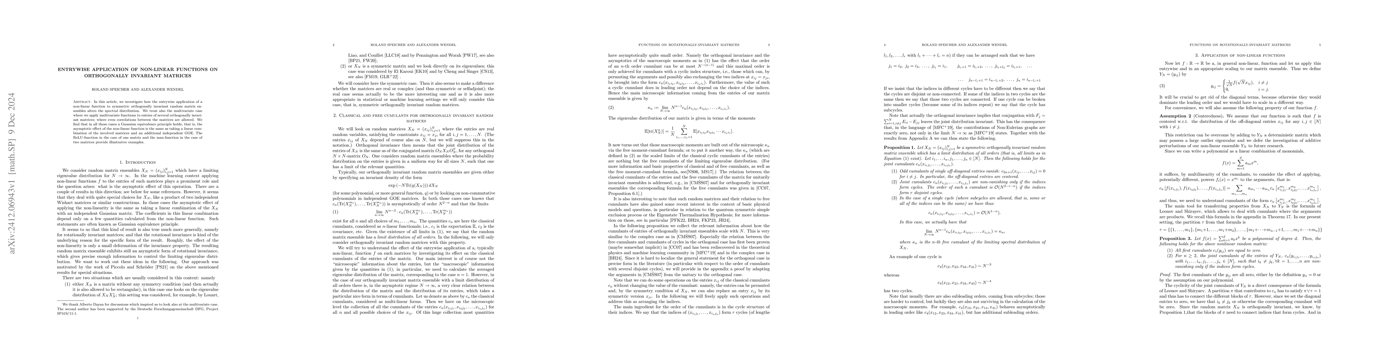 Thumbnail for Entrywise application of non-linear functions on orthogonally invariant
  matrices