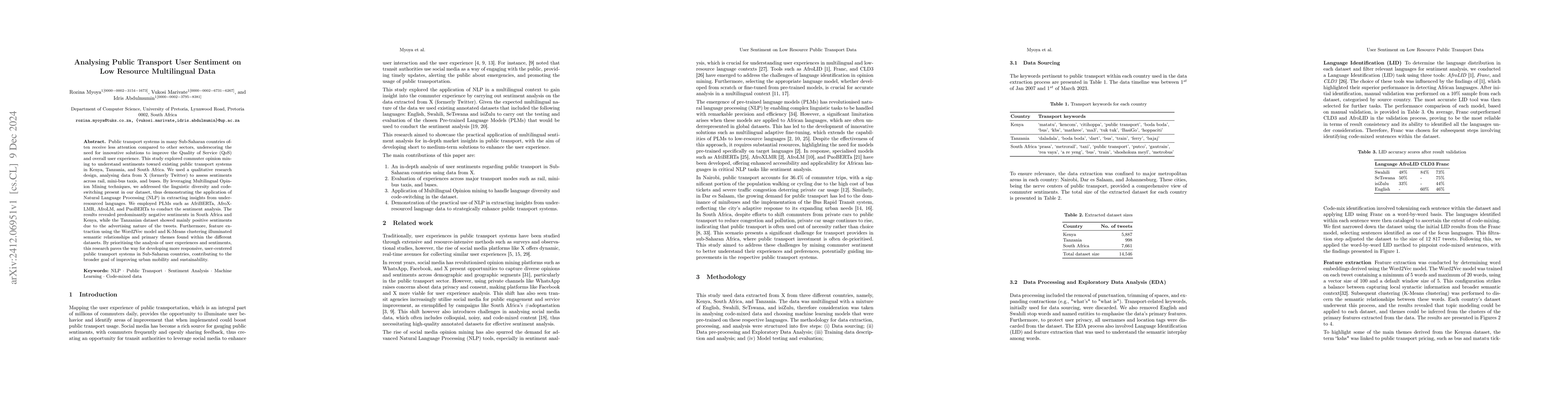 Thumbnail for Analysing Public Transport User Sentiment on Low Resource Multilingual
  Data