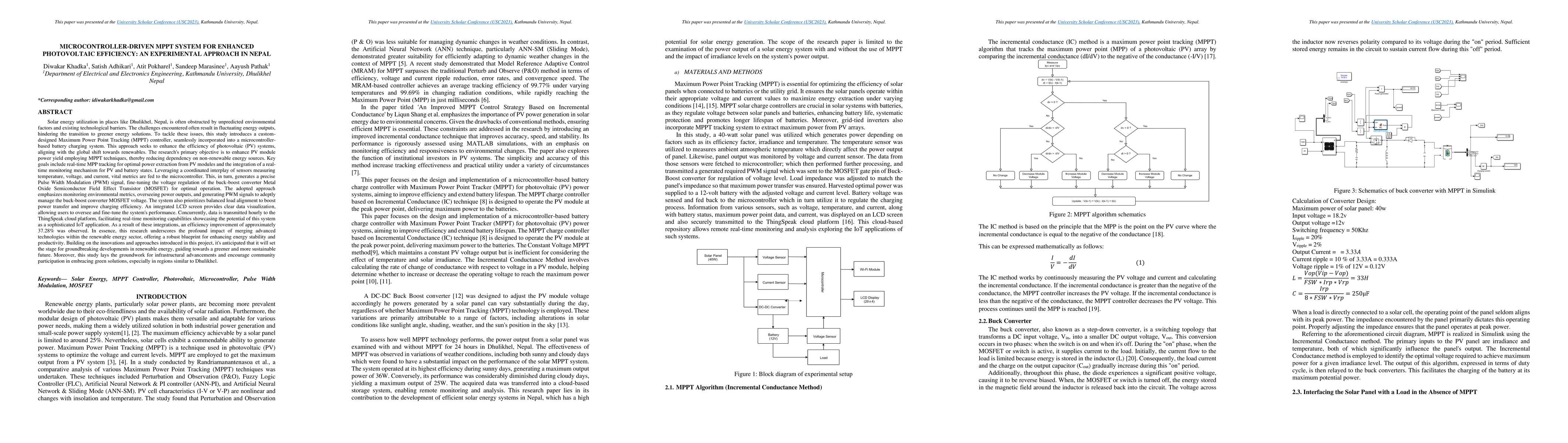 Thumbnail for Microcontroller-Driven MPPT System for Enhanced Photovoltaic Efficiency:
  An Experimental Approach in Nepal