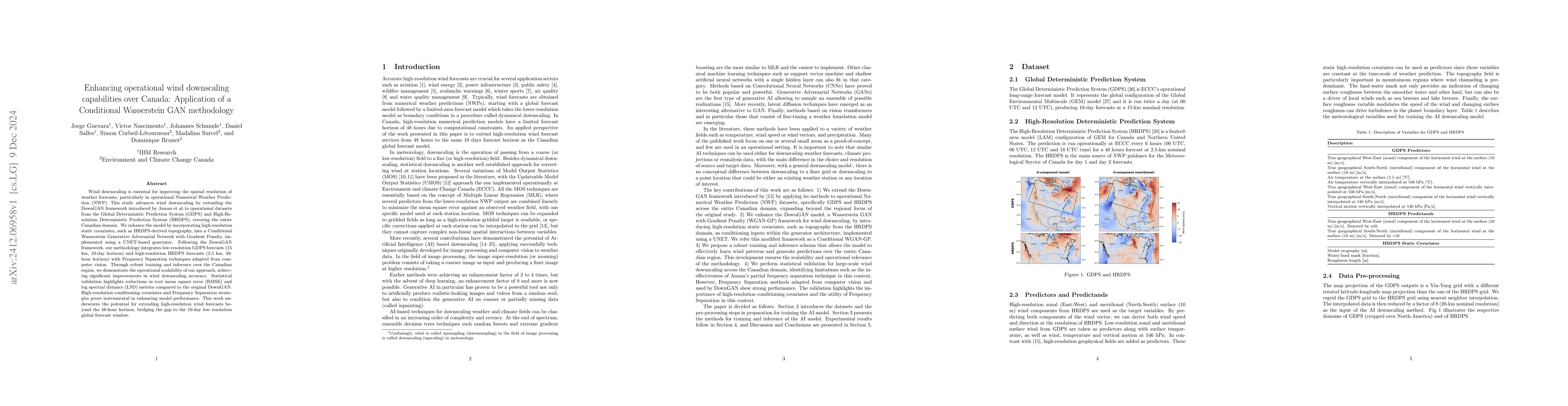 Thumbnail for Enhancing operational wind downscaling capabilities over Canada:
  Application of a Conditional Wasserstein GAN methodology