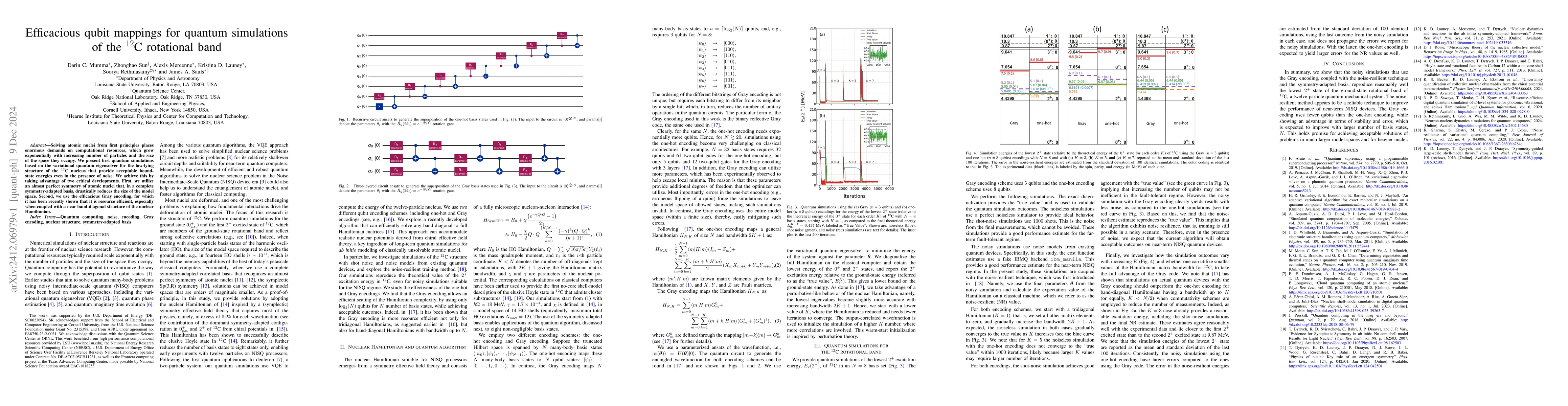 Thumbnail for Efficacious qubit mappings for quantum simulations of the $^{12}$C
  rotational band