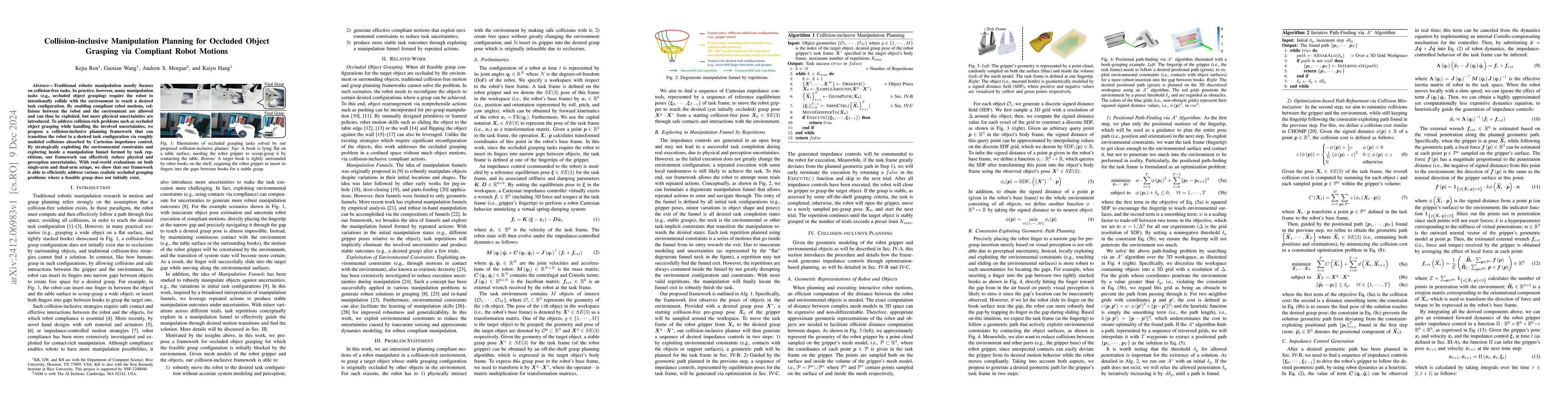 Thumbnail for Collision-inclusive Manipulation Planning for Occluded Object Grasping
  via Compliant Robot Motions