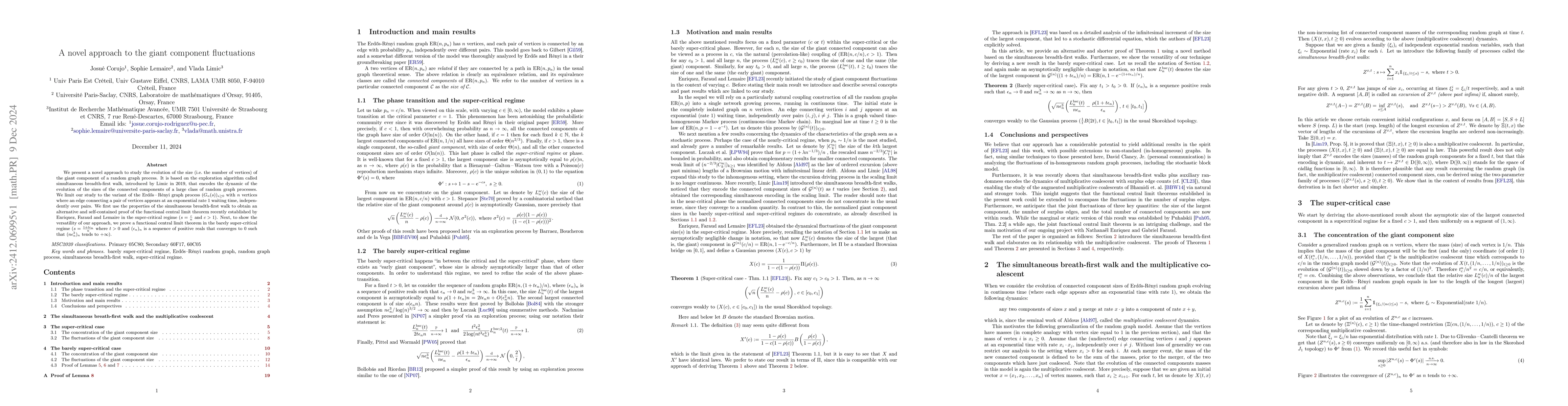 Thumbnail for A novel approach to the giant component fluctuations