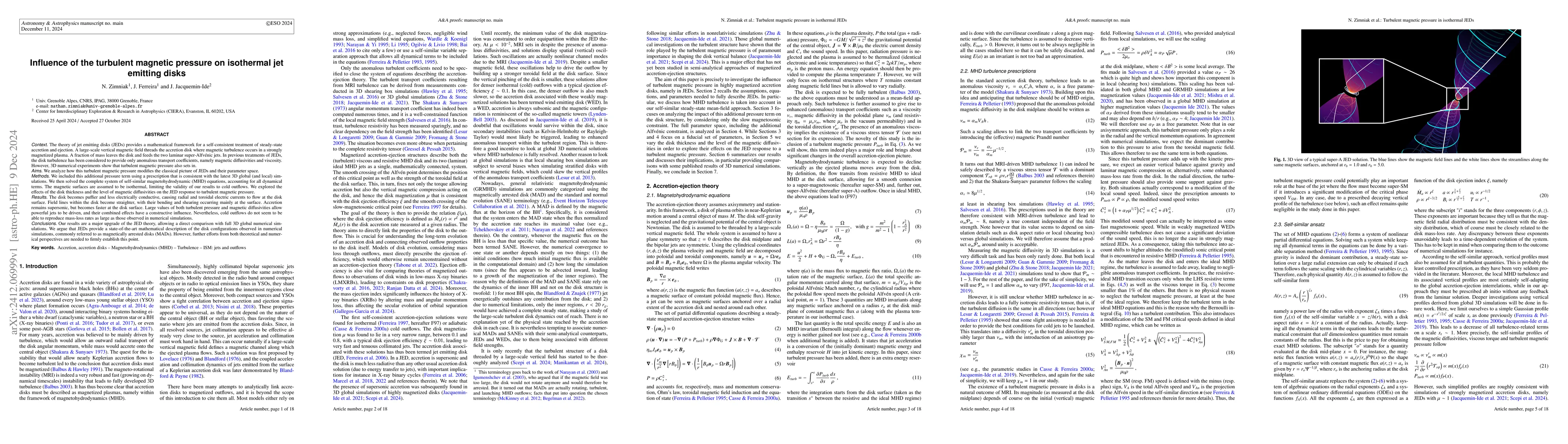 Thumbnail for Influence of the turbulent magnetic pressure on isothermal jet emitting
  disks