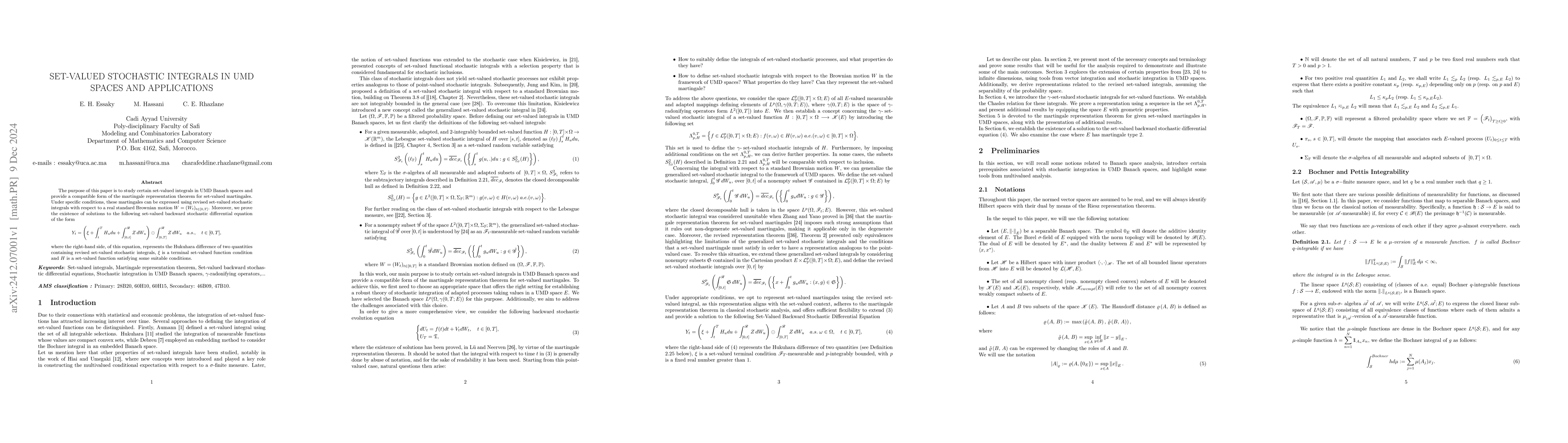 Thumbnail for Set-valued stochastic integrals in UMD spaces and applications