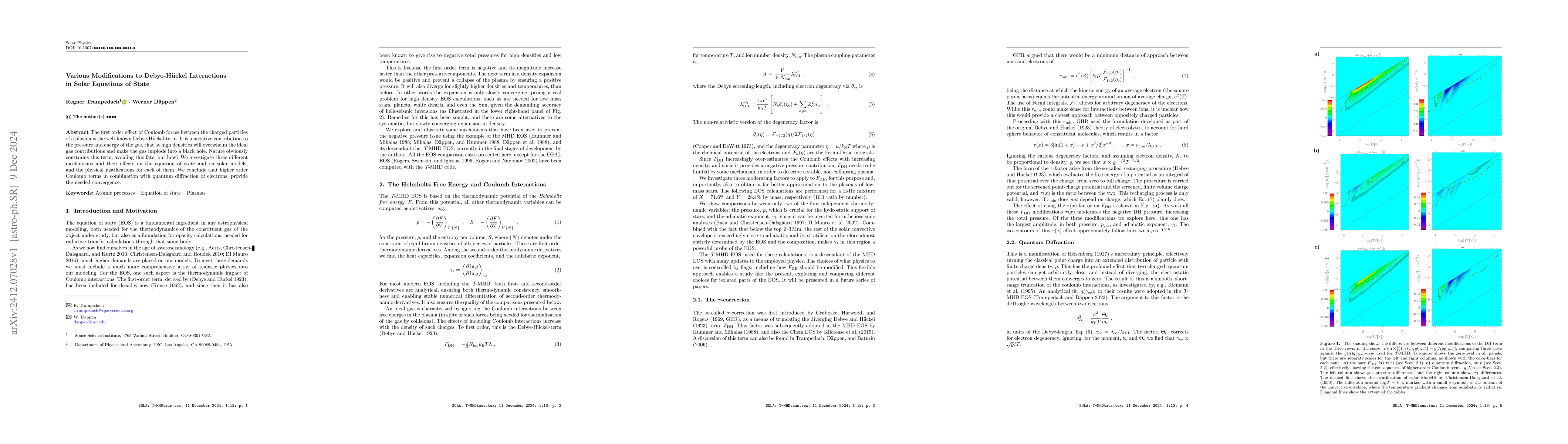 Thumbnail for Various Modifications to Debye-Hückel Interactions in Solar Equations
  of State