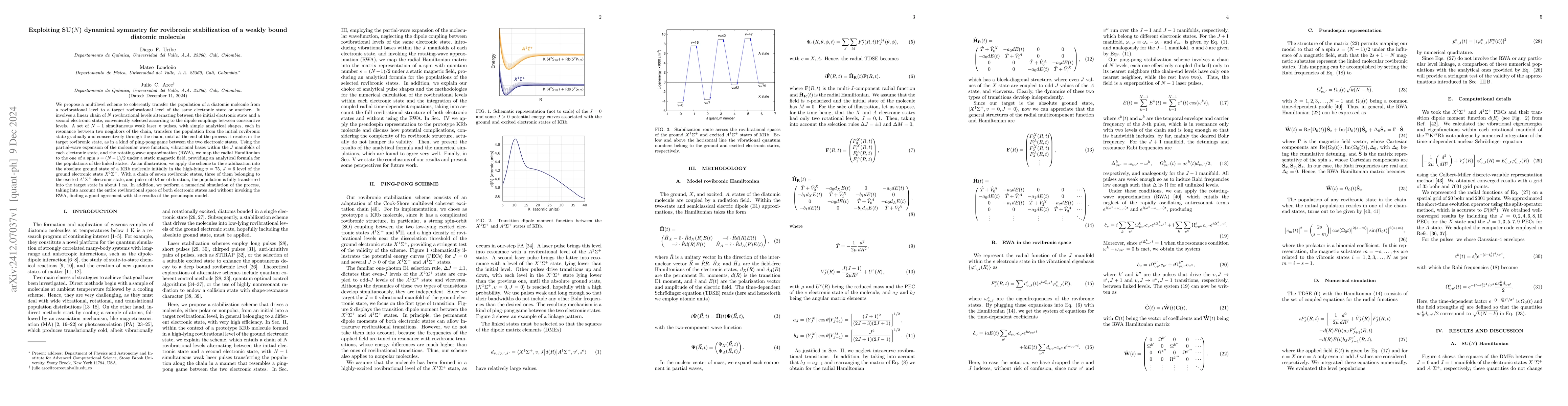 Thumbnail for Exploiting SU(N ) dynamical symmetry for rovibronic stabilization of a
  weakly bound diatomic molecule