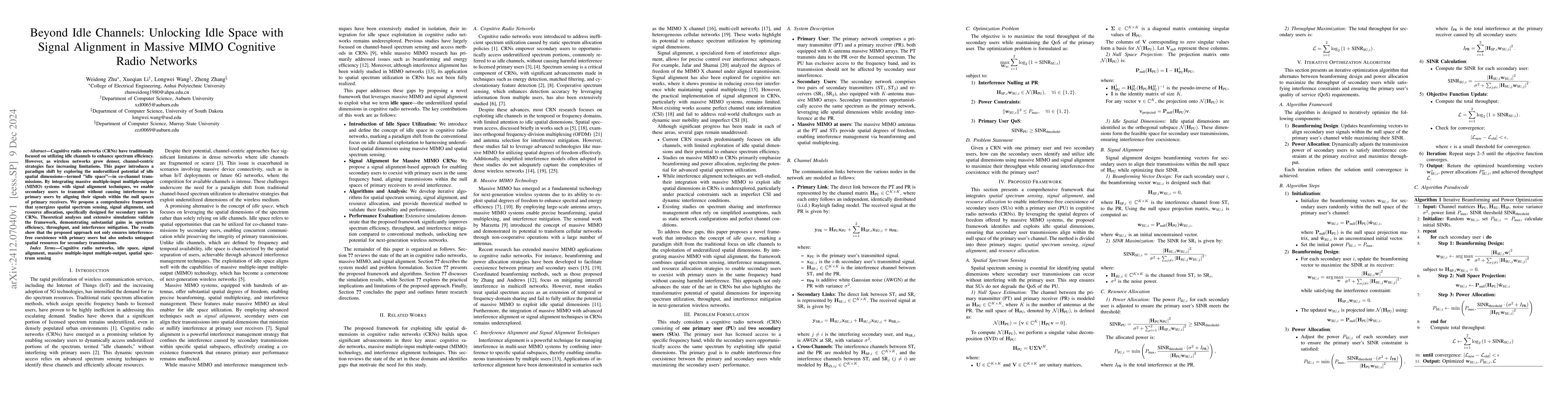 Thumbnail for Beyond Idle Channels: Unlocking Idle Space with Signal Alignment in
  Massive MIMO Cognitive Radio Networks