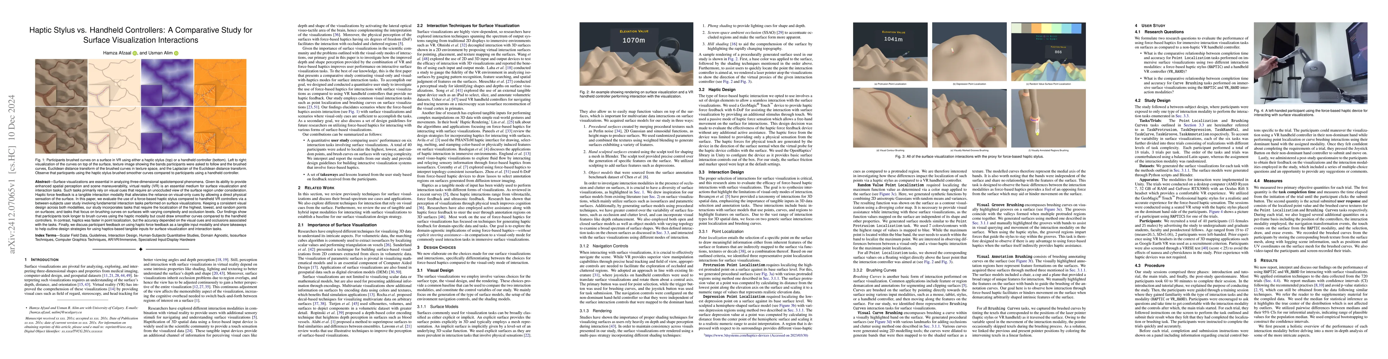 Thumbnail for Haptic Stylus vs. Handheld Controllers: A Comparative Study for Surface
  Visualization Interactions