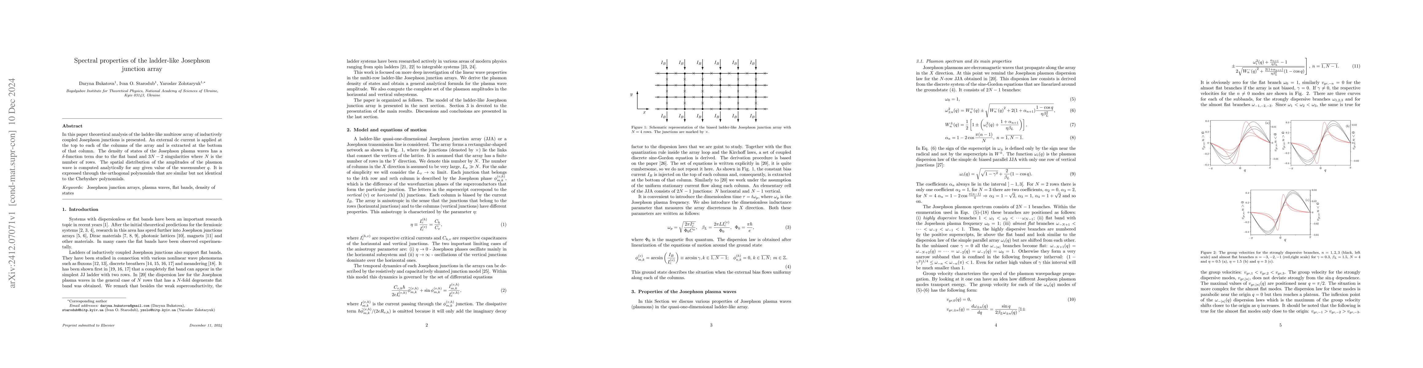 Thumbnail for Spectral properties of the ladder-like Josephson junction array